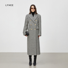 LYNEE High Ding Sheep Wool Power Feeling Thousand Bird Grid Wide Shoulder Coat Coat for Women's Classic but Stay Warm in Autumn and Winter