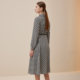 PRICH shopping mall same style dress spring style black and white checkerboard pattern waist long sleeve dress for women