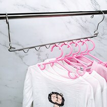 Eight-hole wardrobe storage hanger household stainless steel adhesive hook home finishing drying clothes chain magic clothes rack hanging