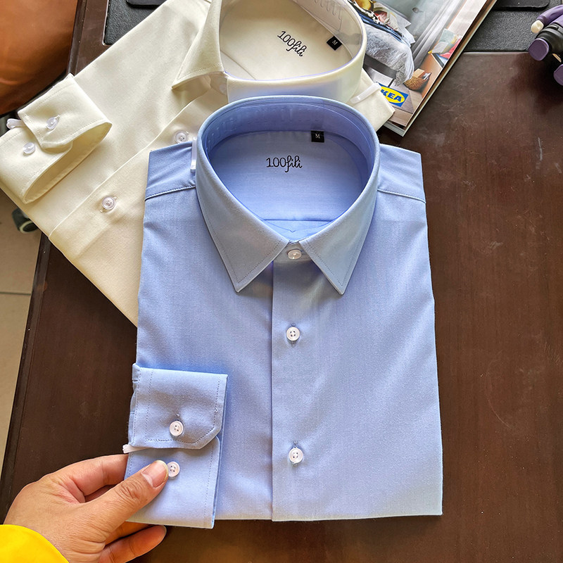 Top 4000 Bull Stock High-end Male Style Fashion Casual Business Pure Color Long Sleeve Shirt Shirt