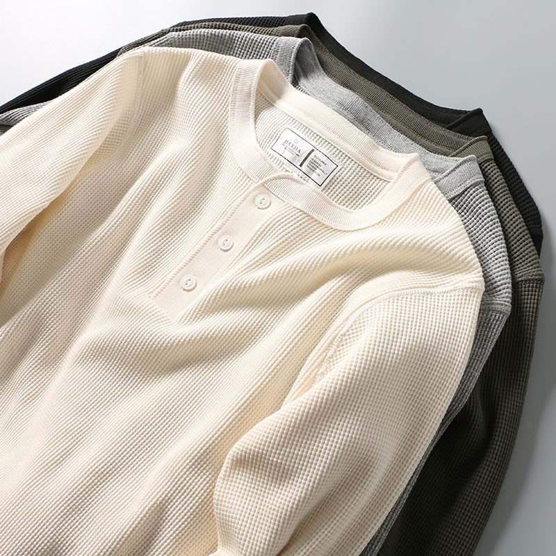 Fall New Product Heavy Pound Recommended Vertical Stripes High Elasticity Full Cotton Comfort Beating Bottom Breathable Man's Pure Color Long Sleeve T-Shirt Tide