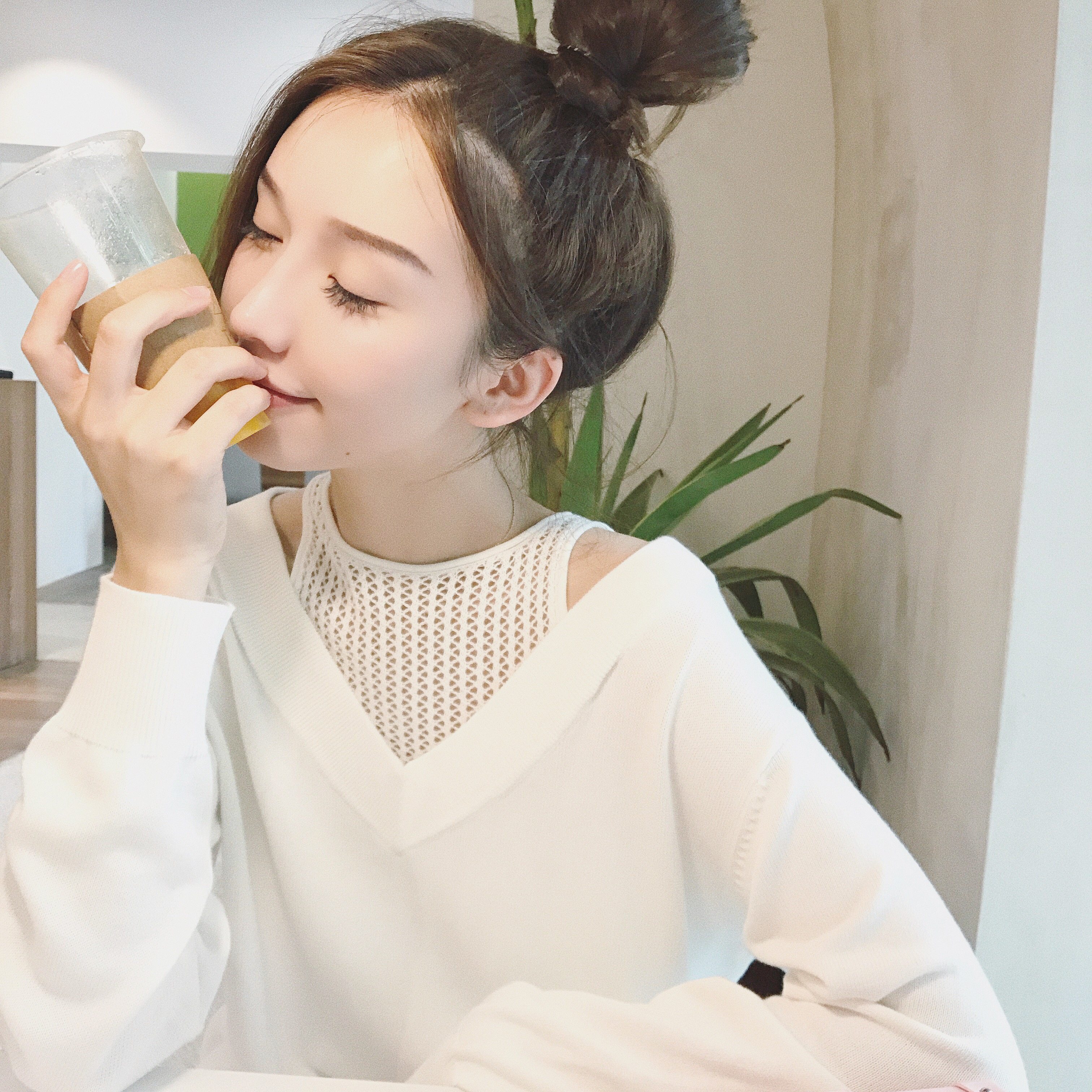 @ZY喜哥 2017秋装新款女装露肩上衣假两件镂空毛针织衫套头毛衣女