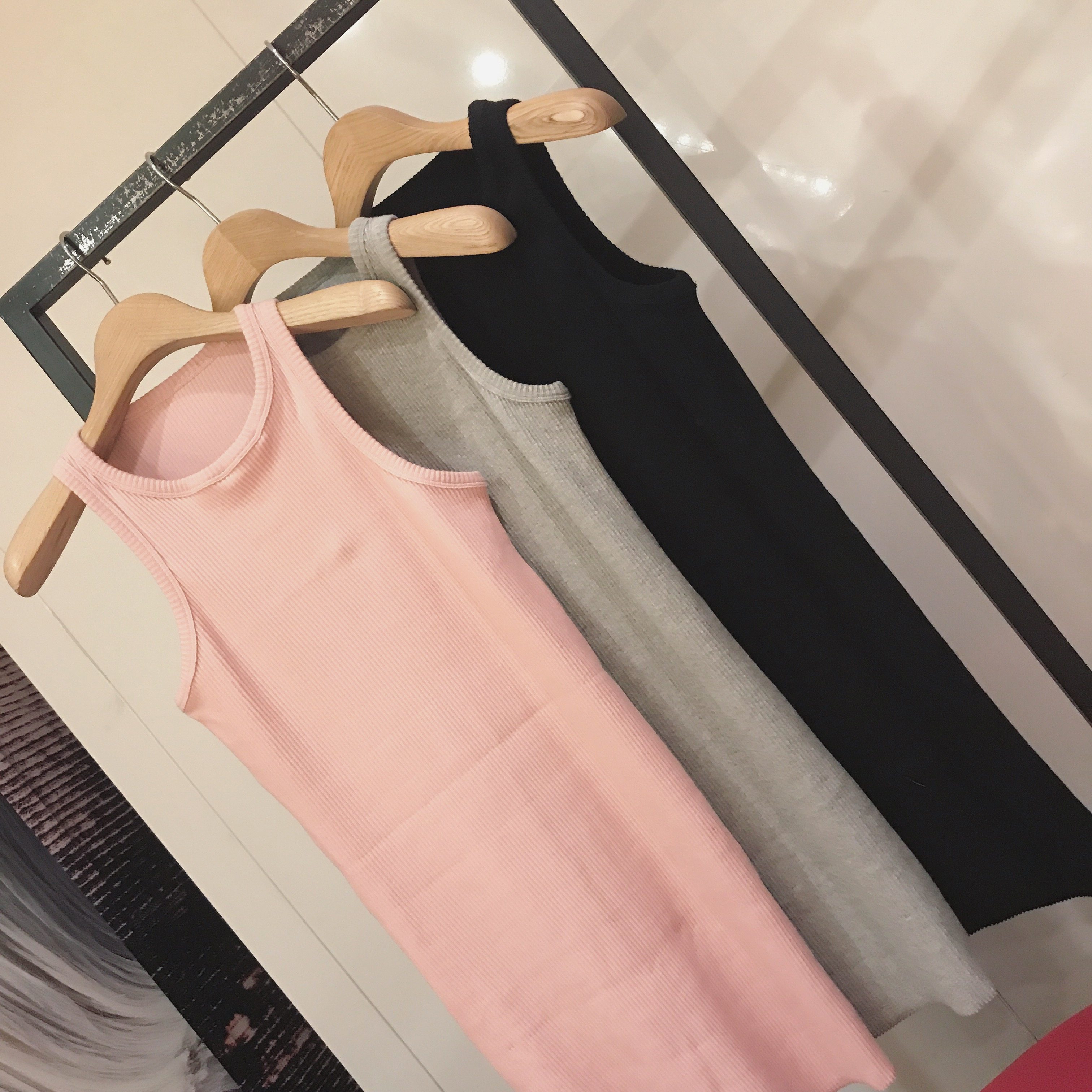 @ZY喜哥 2017秋季新款外穿打底工字背心针织衫 修身显瘦连衣裙女