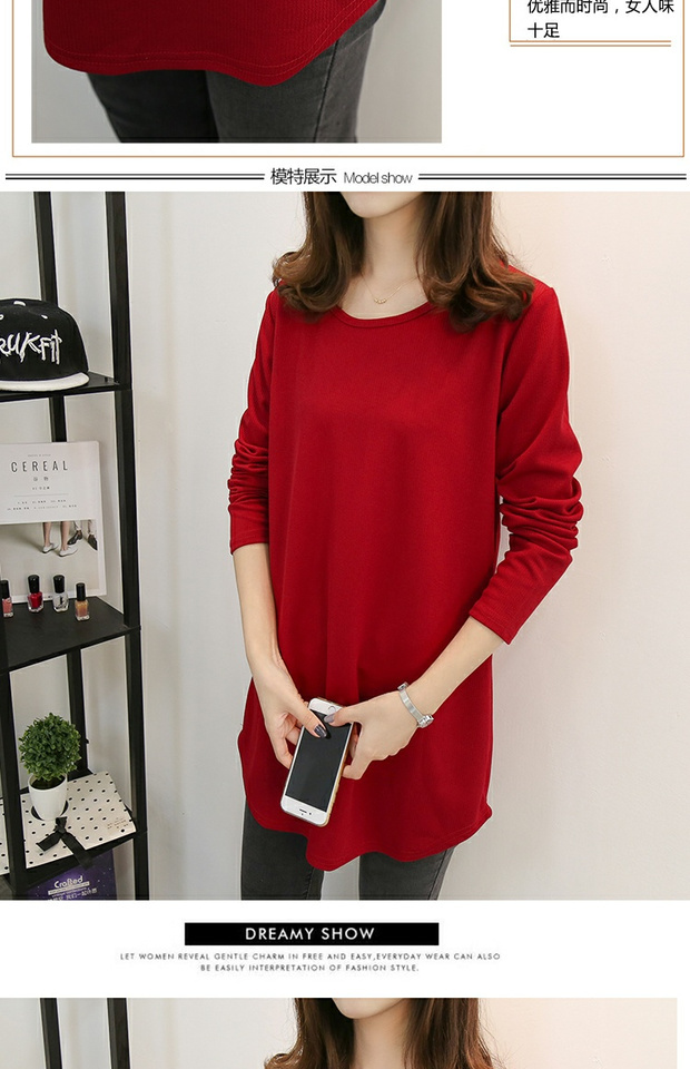 Mùa thu đông 2018 mới béo mm đã mỏng trong chiếc áo khoác dài cộng với áo sơ mi dài tay chất béo của phụ nữ XL quần bò ống rộng
