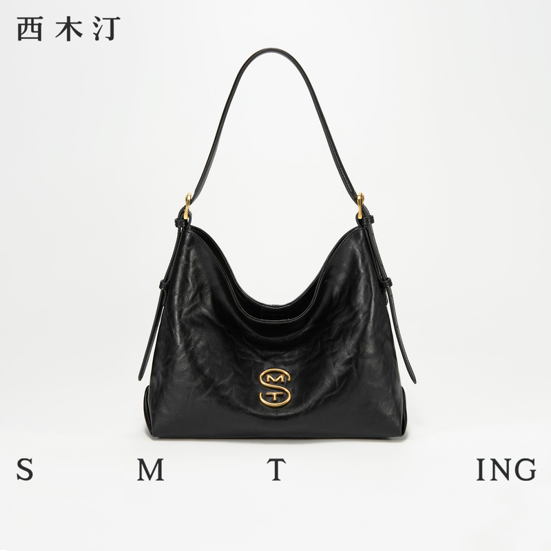 [Celebrity Style] Ximuting Crazy Diary Underarm Tote Bag New Women's Bag Light Luxury Single Shoulder Hobo Bag Black
