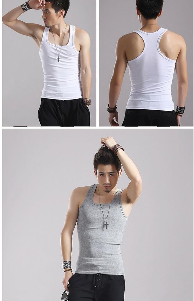 Áo cổ lọ hình chữ I nam mùa hè tập thể dục thấm mồ hôi cotton áo sơ mi bó sát phiên bản Hàn Quốc của áo vest thể thao tự luyện co giãn áo thể thao