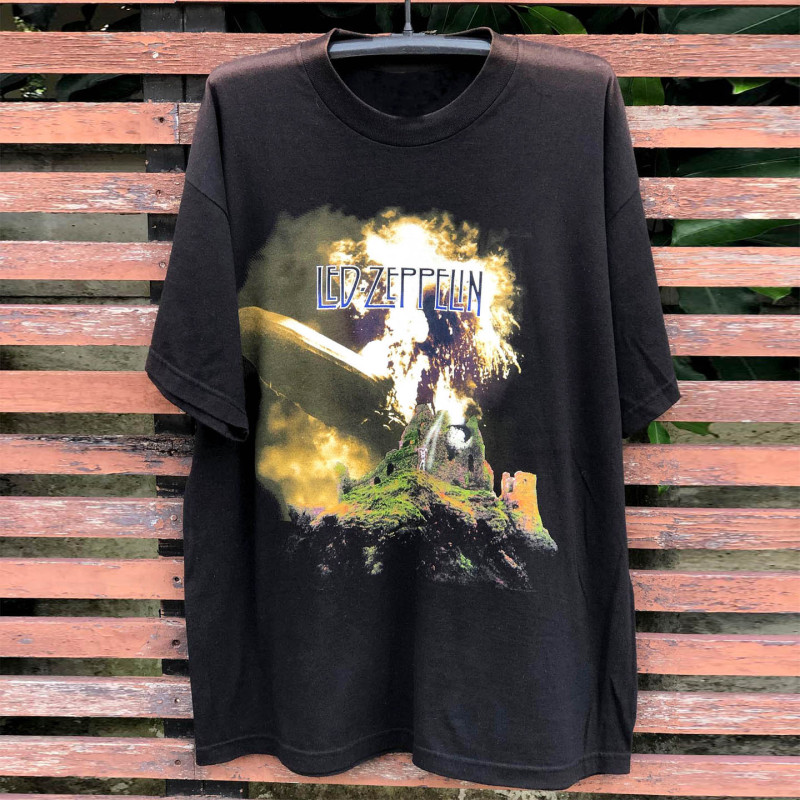 Led Zeppelin Band Psychedelic Gothic Style Short-Sleeve T-Shirt Cityboy Niche Abstract Heavy Cotton Half-Sleeve Trendy