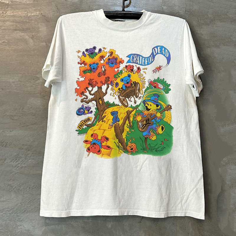 Grateful Dead Psychedelic Rock Hip-Hop American Fashion Brand Small Neckline Short-Sleeved T-Shirt Grateful Dead Psychedelic Rock Hip-Hop American Fashion Brand Small Neckline Short-Sleeved T-Shirt