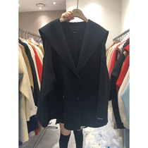 Black double-sided cashmere coat women long navy collar South Korea East Gate 2021 New wool woolen coat