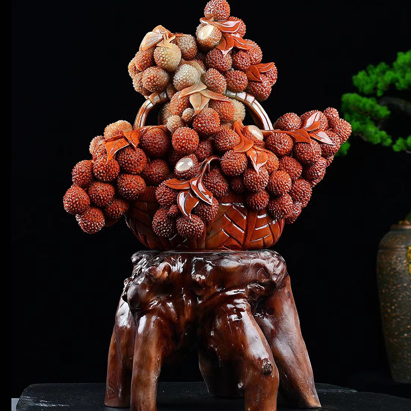 Fujian Shoushan Stone Lychee Pendulum Pieces Natural Chite Engraving Crafts Gift Pendulum Decoration Hotel Decoration Furnishing Gifts Collection Jade