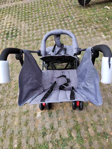 Детская складная прогулочная коляска для близнецов для двоих с зонтиком