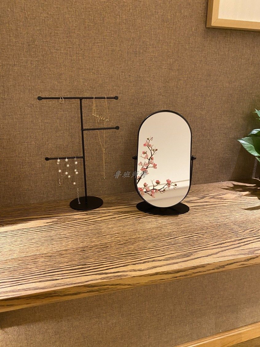 Iron Art Single-sided Mirror Dormitory Cosmetic Mirror INS Cosmetic Mirror Swivel 360 Degrees Free Fixation Angle Modern Décor