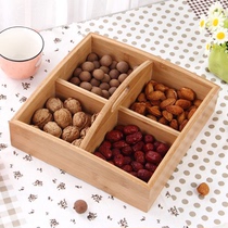 New product home belt handle household hand Nanzhu four-compartment environmental protection dried fruit plate New year snack candy box