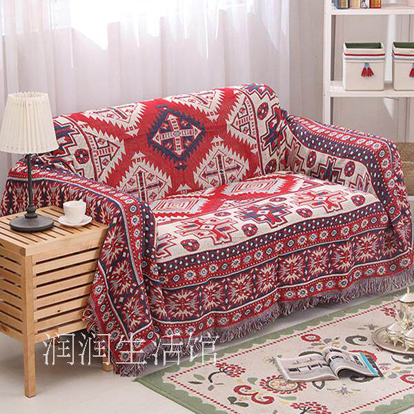 American-style cotton line blankets leisure blankets Sofa blankets Ethnic style double-knit blankets Single double sofa blankets