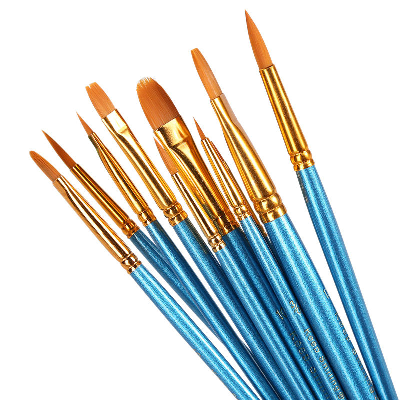 Children's Blue Band nylon hair brush brush 10 packs watercolor powder propylene students introductory brush suit