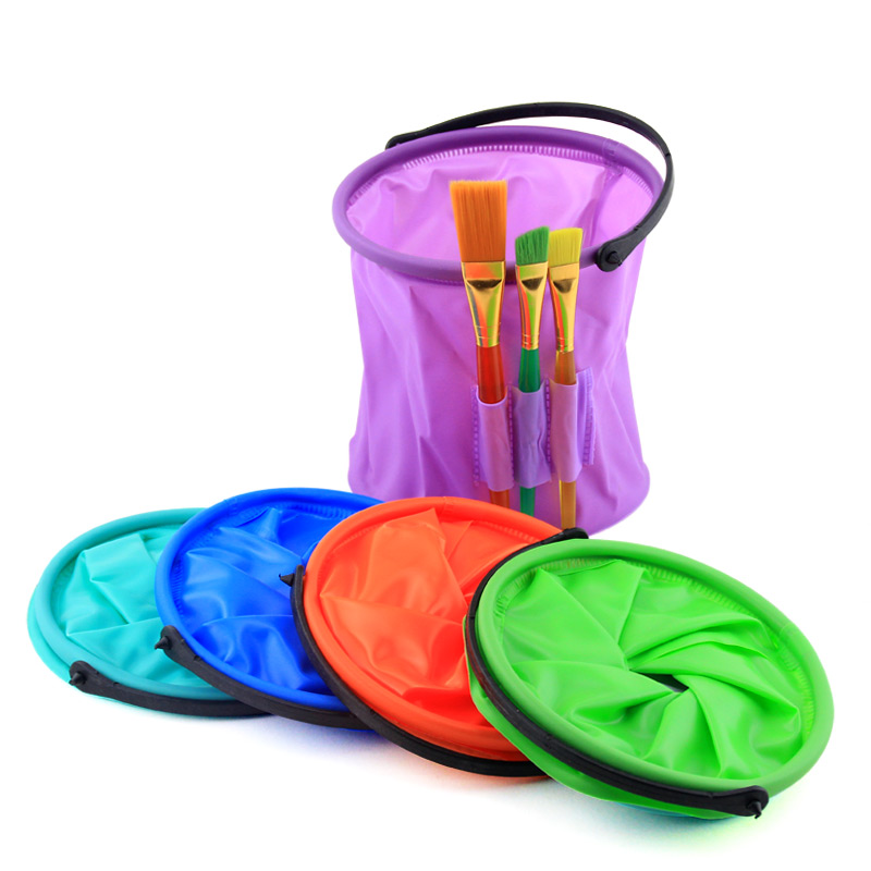 Kindergarten Children Painting Graffiti Tools Watercolor Propylene Palette paint Bucket Folded Wash Pen Holder Bucket