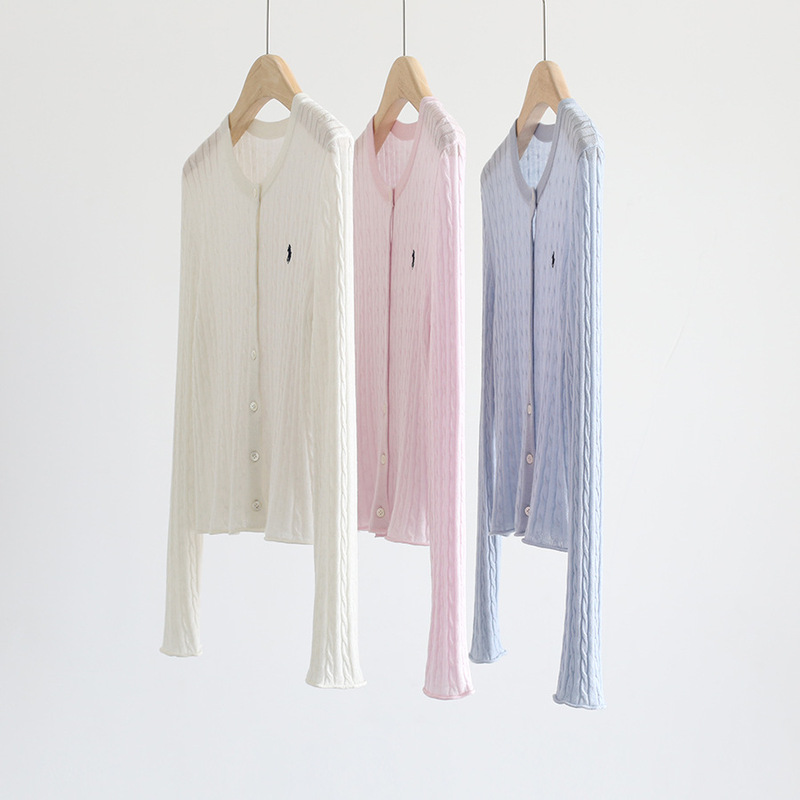 Spring and Summer Elegant and Refined Round-Neck Fine Cable-Knit Acetate Wool Long-Sleeve Knit Cardigan Solid Color Outerwear for Women