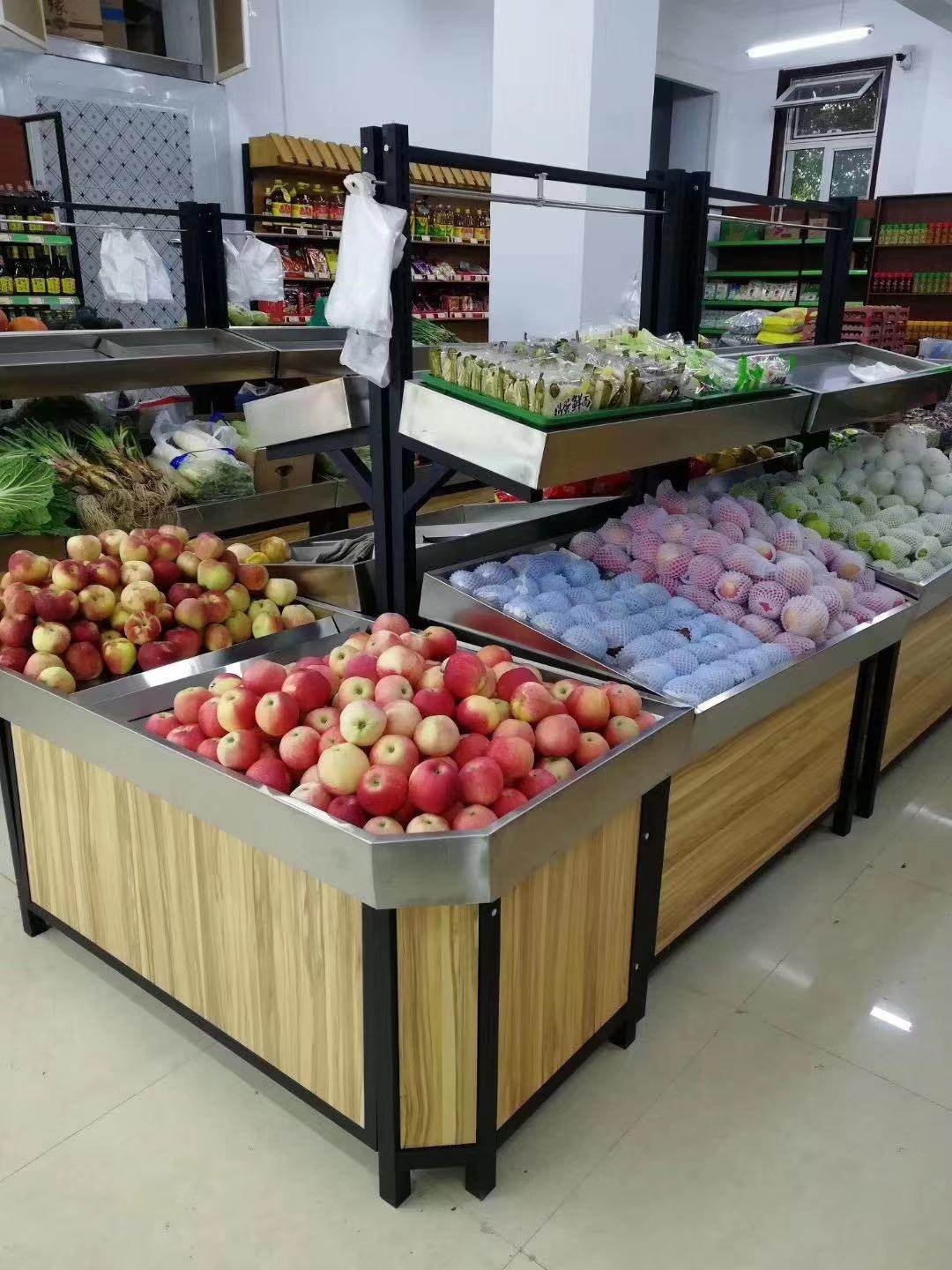 Supermarket Fruit and Vegetables Yonghui display frame iron resin frame convenience store stainless steel fresh fruit and vegetable rack