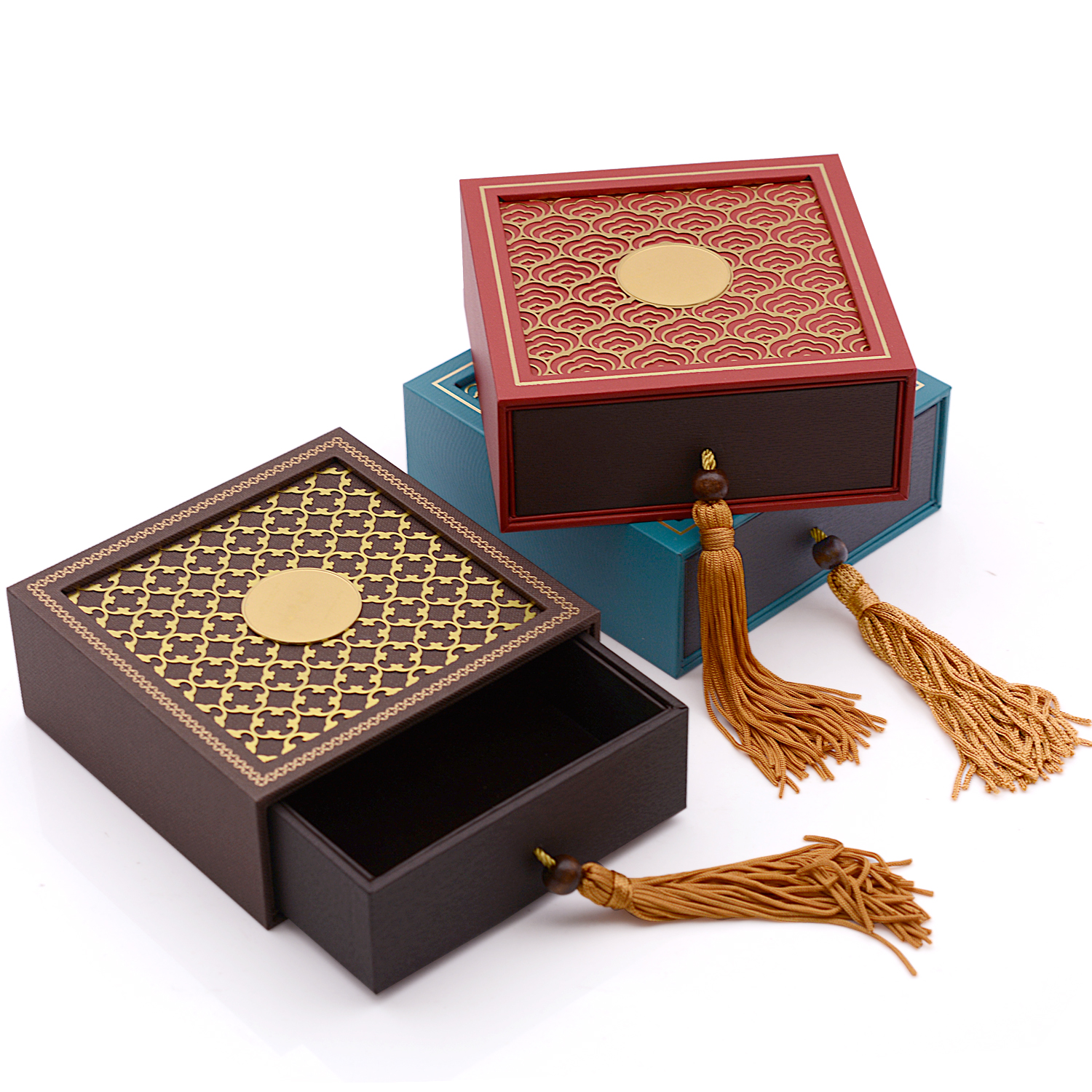 High-end ancient gold bracelet box pendant box Jade cultural play emerald hand string packaging box necklace box gift box
