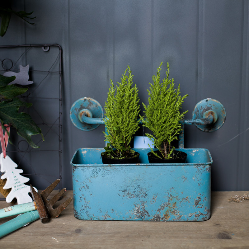 Foreign trade gardening groceries-Mediterranean pastoral style wall hanging square succulent flower basket garden can be hung simple flower box