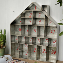 Foreign trade groceries-American simple wrought iron galvanized house shape digital Plaid hand account storage rack