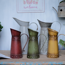 Foreign trade gardening solitary products-simple style retro old iron art high flower arrangement pot wide mouth plus thick enamel flower Ware