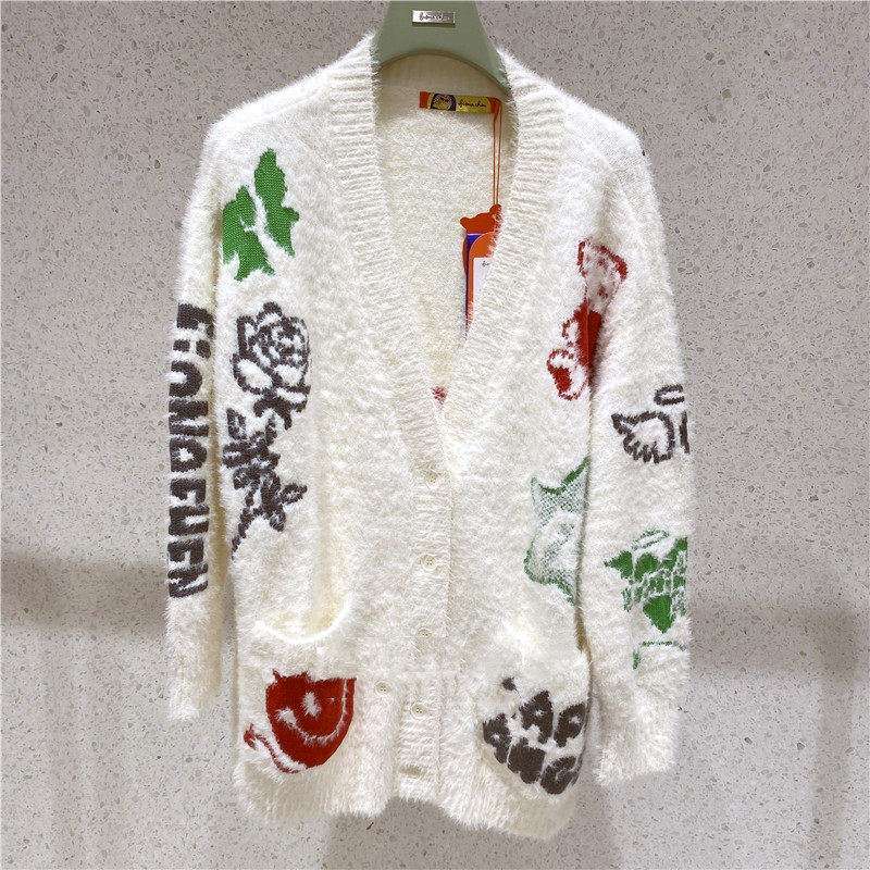 FWBD30616 Fiona Morning Fiona chen2021 winter jacquard V collar knit cardiovert 1899