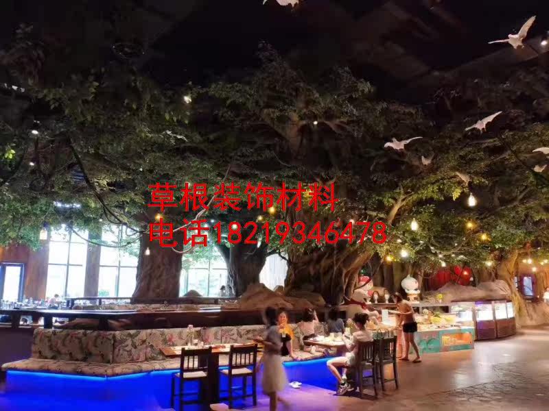 Customized cement large simulation tree manufacturer produces plasterboard cement dragon carving gate to decorate artificial mountain cave