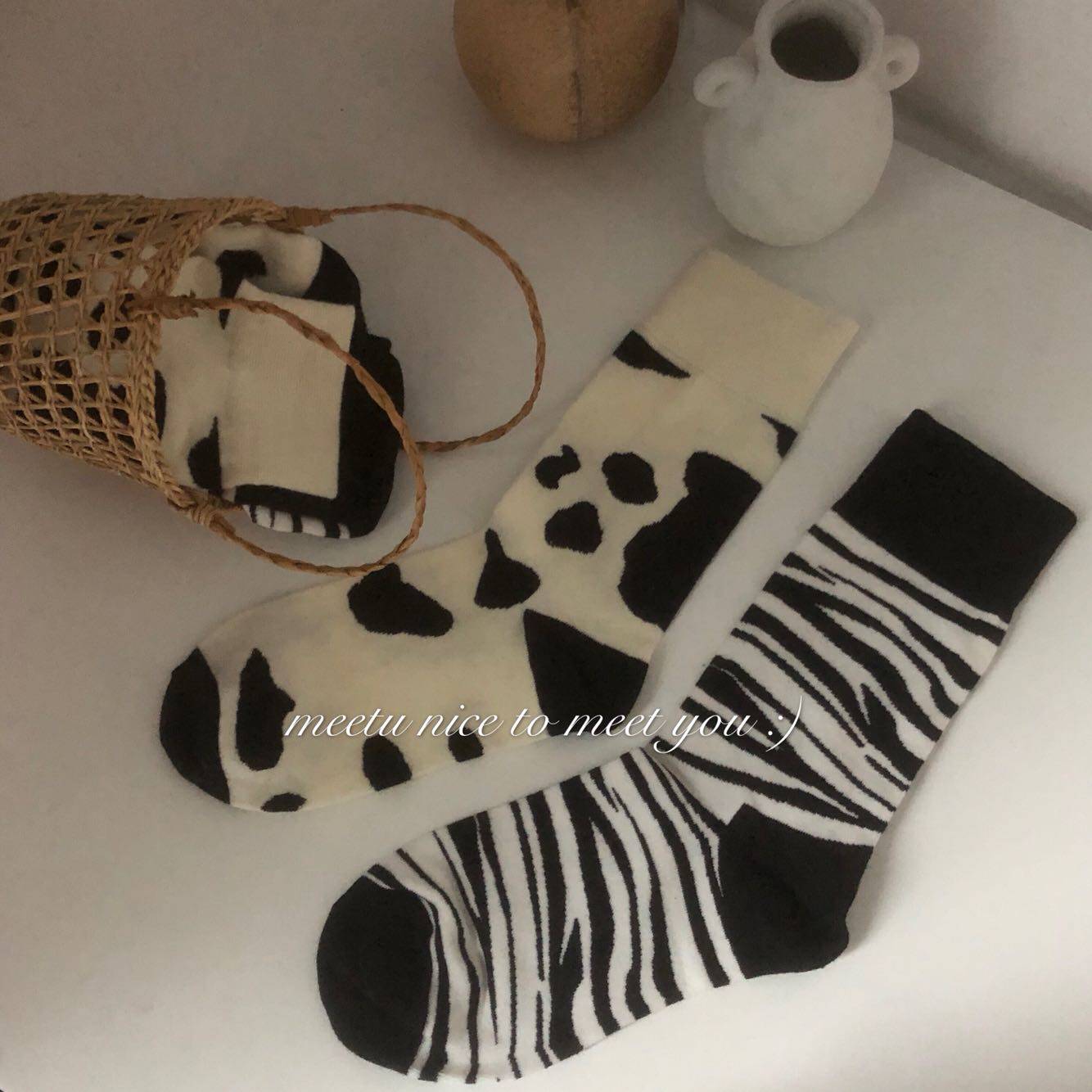 Year-by-year gentle cow zebra soft glutinous comfortable tube socks cute ins wind student socks Joker couple socks
