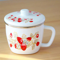 Enamel Cup with lid thickened enamel large soymilk cup hot milk induction cooker direct heating breakfast oatmeal