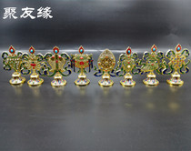 Tibet Style Alloy Painted gilded Eight Auspicious Buddha Table Swing Piece Eight Treasure Suit