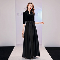 Black evening dress womens long dress 2018 new elegant slim chorus performance dress