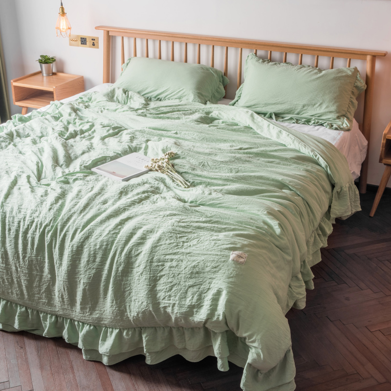 ins Han-style washed cotton Summer quilted by winter air conditioning by summer quilts thin summer cool by four sets of double single quilt