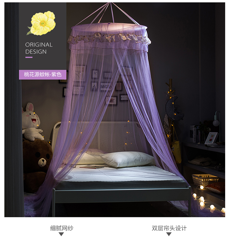 Dome lưới trần hạ cánh 1,2 m giường công chúa Giường đôi nhà cài đặt miễn phí của gió trần 1,5 m rèm văn bản - Lưới chống muỗi màn chụp chống muỗi gấp gọn