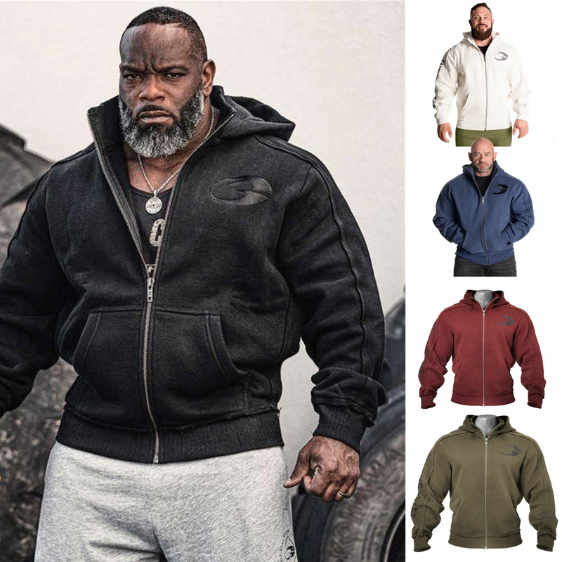 Muscle War Fitness Bodybuilding Winter Warm Thick Cotton Clothes Windproof Unisex European and American Loose Fit New Jacket