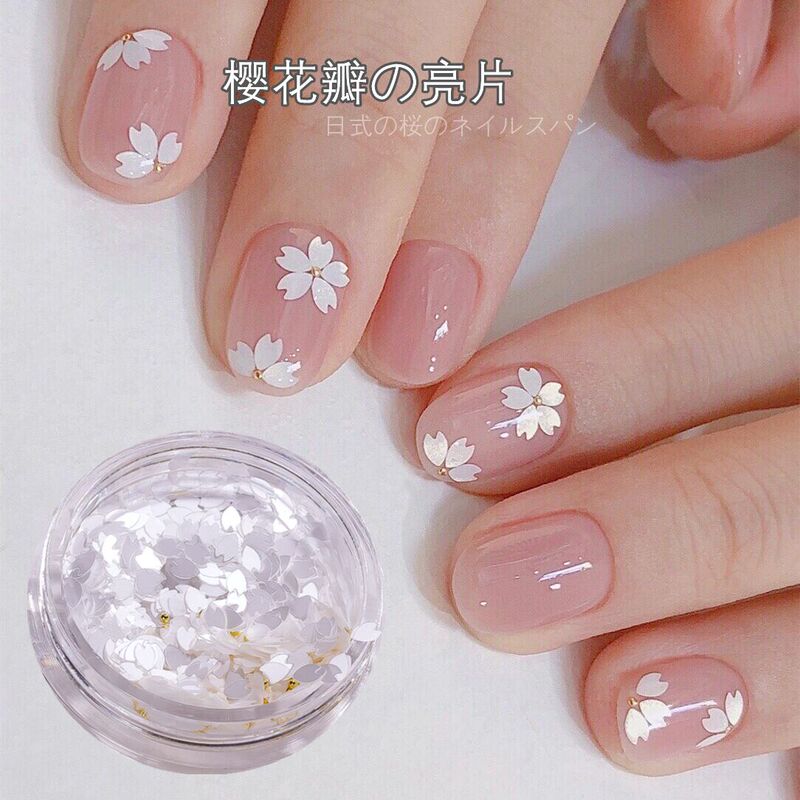 2022 New Style Japanese Nail Art Cherry Blossom Petals Glitter Steel Beads White Petals Flower Nail Stickers Decorations 2022 New Style Japanese Nail Art Cherry Blossom Petals Glitter Steel Beads White Petals Flower Nail Stickers Decorations