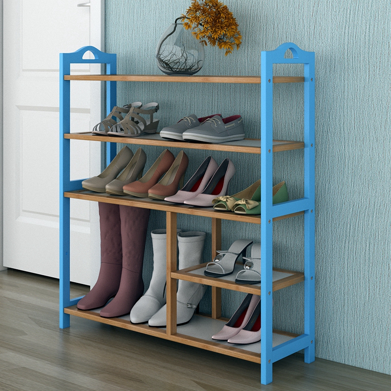 Mediterranean shoe rack bamboo multilayer dust-proof rack minimalist modern small number home shoe cabinet assembled with 3-layer shoe rack