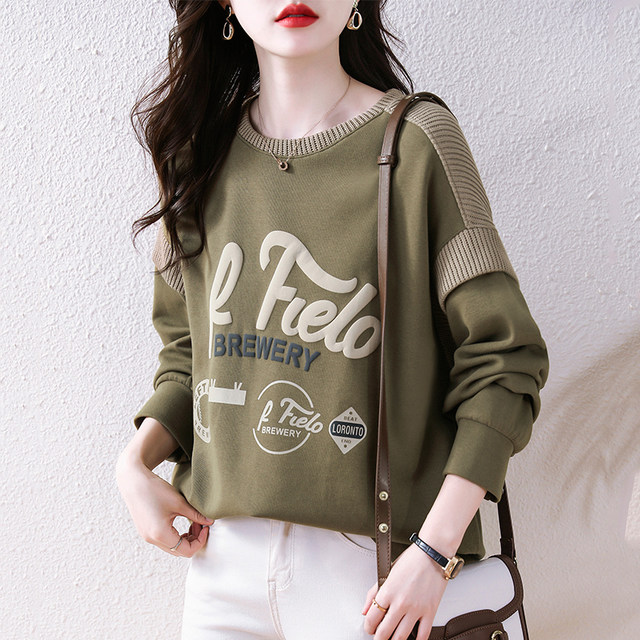 September Momo high-end sense round neck sweater women's loose 2023 spring and autumn new European style casual capless top