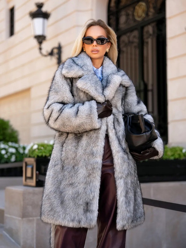 Autumn and Winter Women's Long Fur Coat with Suit Collar, Cross-Border Hot-Selling Faux Fur Coat