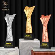 Unite as one custom-made creative Oscar resin trophy Thumb crystal five-pointed star competition champion