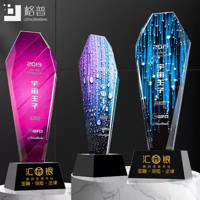 Trophy Crystal custom creative lettering Photo color printing Medal Company bank competition Prize award souvenir