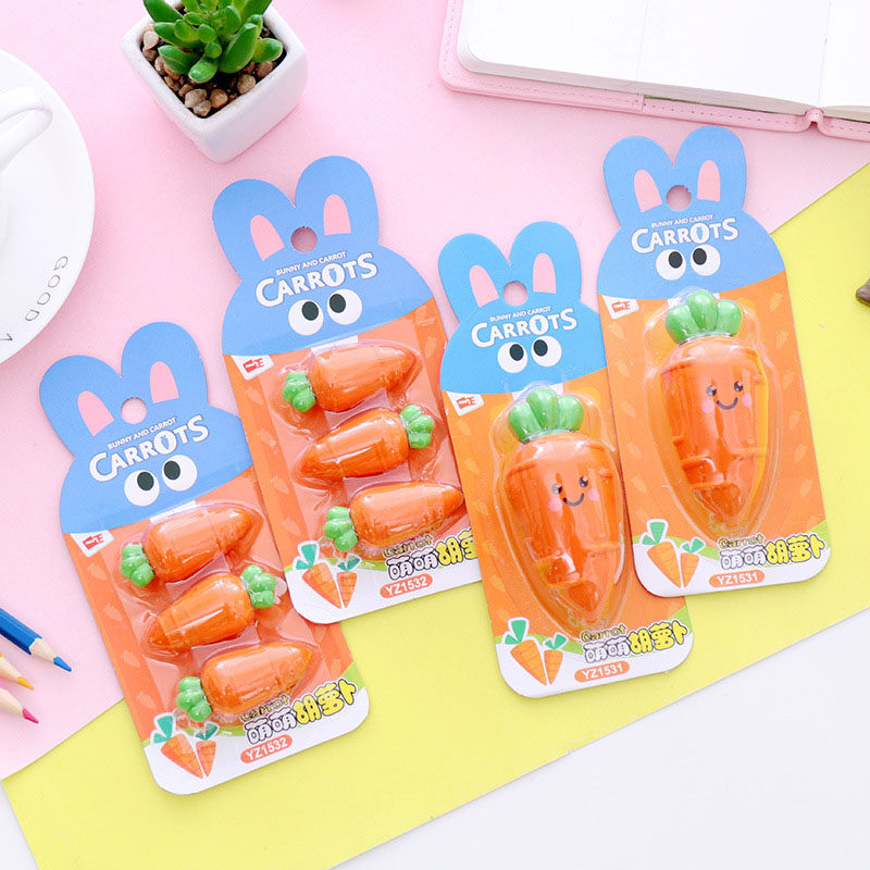 Carrot Eraser Korean Creative Cartoon Cute Wipe Clean Vegetable Eraser Student Stationery Award Gift