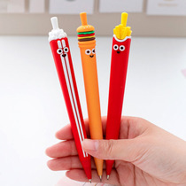 French fries burger automatic pencil 3 sets of silicone cartoon cute girl heart pupil push pen gift prize