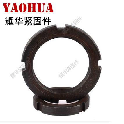 Nut national standard GB810 four-slot locking stop small round nut ordinary A3 steel Q235 black M64--M190