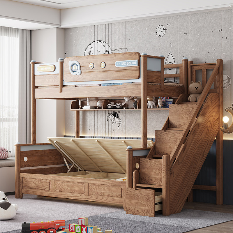Bed Up and Out Bed Bed Nordic Bed Up and Down Bed All-Solid Wood Maternal Bed High and Low Bed Super Box