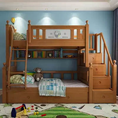 American bunk bed bunk bed full solid wood mother bed Children small family boy combination high and low bed modern simple