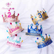 Birthday Hats Custom Surnames Names Digital Baby Birthday Hat Adorn a year old Prince Princess Crown Princess Crown Prince