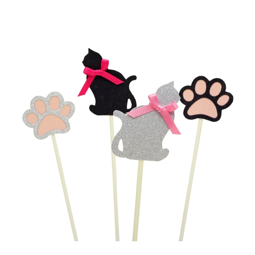 Детские поставки по случаю дня рождения выпекают маленькую штепсельную карту Cup Cake Decaute Cat Snack Crats Claws Plug -In Flag Account