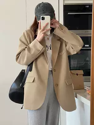 Khaki blazer women Spring 2021 New Korean design sense niche wind Net red small suit small man