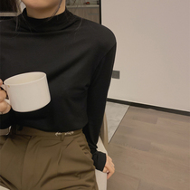 Turtleneck bottoming shirt slim-fit lazy top 2020 autumn and winter inner knitting Korean version of wild black pullover womens clothing